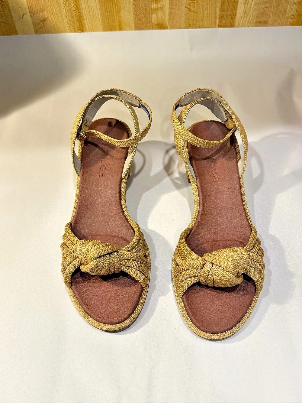 Rothy's The Knot Sandal Gold Knot Heels US 7.5